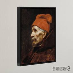 "Artery8 Gyzis Nikolaos Old Man Fez Portrait Framed Canvas Wall Art Print - Size: W24"" x H32""" - thumbnail 2