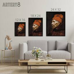 "Artery8 Gyzis Nikolaos Old Man Fez Portrait Framed Canvas Wall Art Print - Size: W24"" x H32""" - thumbnail 4