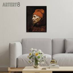 "Artery8 Gyzis Nikolaos Old Man Fez Portrait Framed Canvas Wall Art Print - Size: W24"" x H32""" - thumbnail 3
