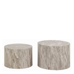 Wyld Haus Munkebo Set of 2 Grey Marble Effect Round Coffee Tables - thumbnail 2