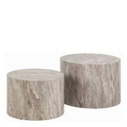 Wyld Haus Munkebo Set of 2 Grey Marble Effect Round Coffee Tables - thumbnail 3