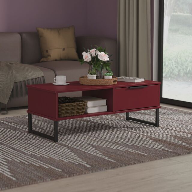 Ready Assembled 2 U Fuji 1 Drawer Coffee Table (Ready Assembled) in Dark Red - image 1