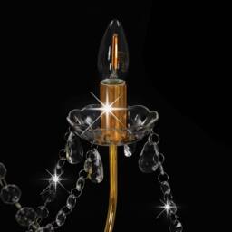 Berkfield Home Chandelier with Beads Golden 8 x E14 Bulbs in Gold - thumbnail 6