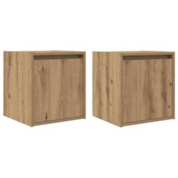 Berkfield Home Durable Wall-Mounted Bedside Cabinets 2 pcs Artisan Oak 38x34x40 cm in Brown - Size: 38 x 34 x 40 cm - thumbnail 3
