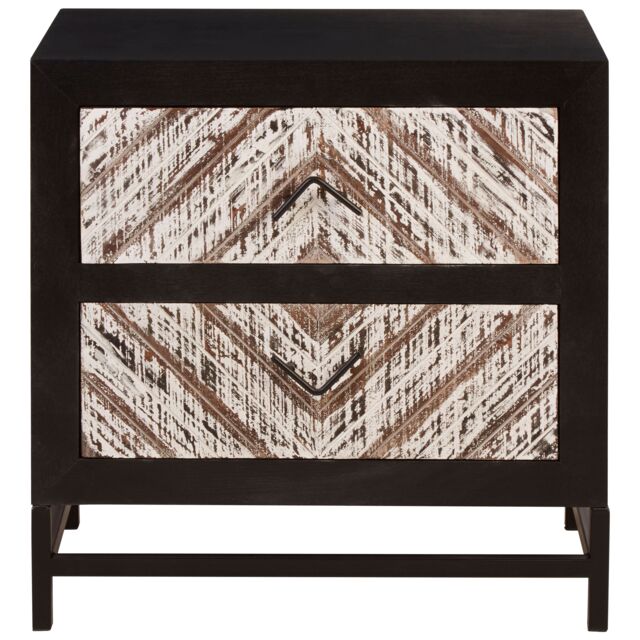 Orsina Versatile Design Black 2 Drawer Bedside Table, Industrial Table For Bedroom, Everyday Use Lounge Table in Brown - image 1