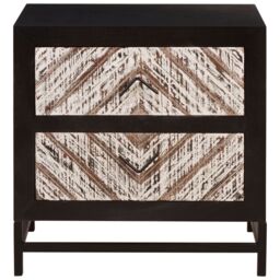 Orsina Versatile Design Black 2 Drawer Bedside Table, Industrial Table For Bedroom, Everyday Use Lounge Table in Brown - thumbnail 1