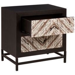Orsina Versatile Design Black 2 Drawer Bedside Table, Industrial Table For Bedroom, Everyday Use Lounge Table in Brown - thumbnail 4