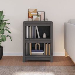 Berkfield Home Book Cabinet Grey 50x35x68 cm Solid Wood Pine - Size: 50 x 35 x 68 cm - thumbnail 3