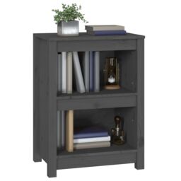 Berkfield Home Book Cabinet Grey 50x35x68 cm Solid Wood Pine - Size: 50 x 35 x 68 cm - thumbnail 4