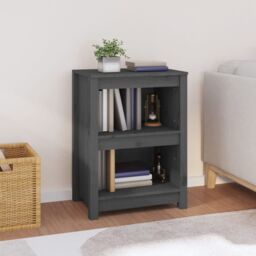 Berkfield Home Book Cabinet Grey 50x35x68 cm Solid Wood Pine - Size: 50 x 35 x 68 cm - thumbnail 1