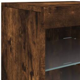 Berkfield Home Sideboard with LED Lights Smoked Oak 41x37x67 cm in Brown - Size: 41 x 37 x 67 cm - thumbnail 9