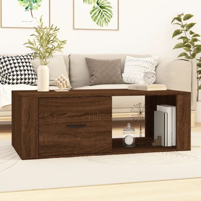 Berkfield Home Coffee Table Brown Oak 100x50.5x35 cm Engineered Wood - image 1