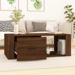 Berkfield Home Coffee Table Brown Oak 100x50.5x35 cm Engineered Wood - thumbnail 3