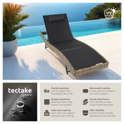 tectake Sun Lounger Moana in Natural - Size: 1 Seater - thumbnail 2