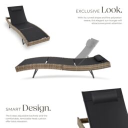 tectake Sun Lounger Moana in Natural - Size: 1 Seater - thumbnail 3