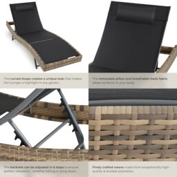 tectake Sun Lounger Moana in Natural - Size: 1 Seater - thumbnail 5