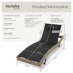 tectake Sun Lounger Moana in Natural - Size: 1 Seater - thumbnail 6