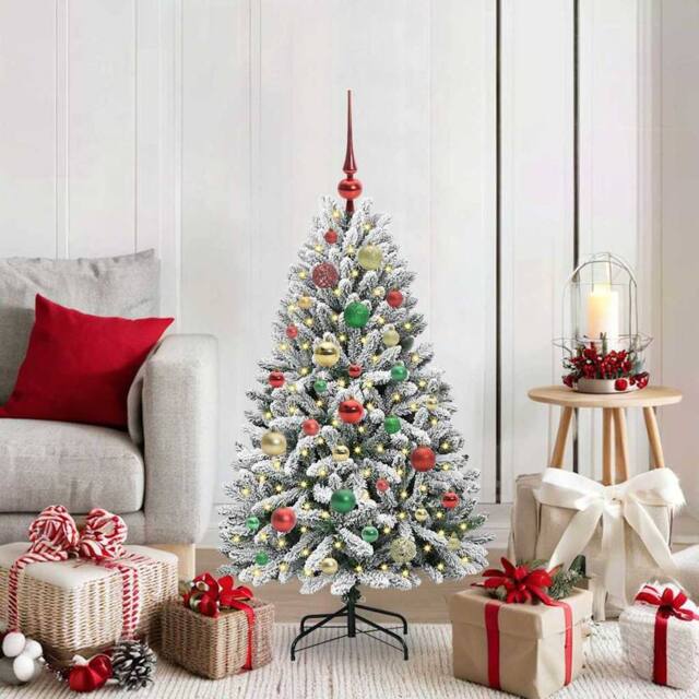 Berkfield Home Artificial Christmas Tree Green & White 120 cm PVC & Metal - image 1