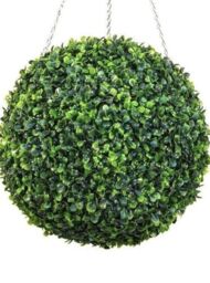 Primrose Artificial Topiary Boxwood Ball With Chain 28cm in Green - thumbnail 1