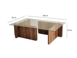 Vente-unique Tempered Glass Coffee Table - Natural & Clear - AZRA - thumbnail 7