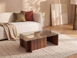 Vente-unique Tempered Glass Coffee Table - Natural & Clear - AZRA - thumbnail 3
