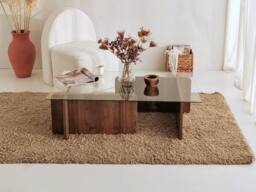 Vente-unique Tempered Glass Coffee Table - Natural & Clear - AZRA - thumbnail 8