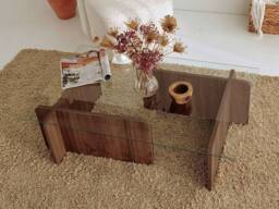 Vente-unique Tempered Glass Coffee Table - Natural & Clear - AZRA - thumbnail 9