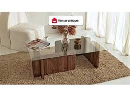 Vente-unique Tempered Glass Coffee Table - Natural & Clear - AZRA - thumbnail 4