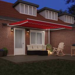 Berkfield Home Manual Retractable Awning with LED Red 400x300 cm - thumbnail 1