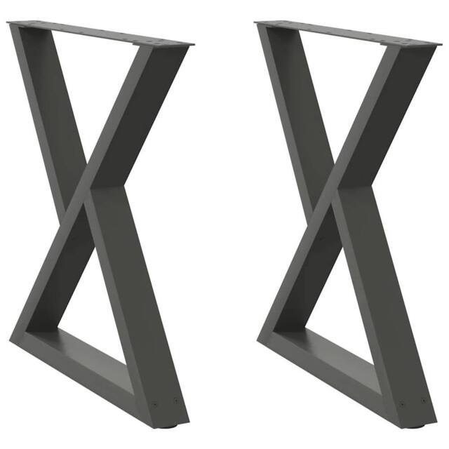 Berkfield Home Dining Table Legs 2 pcs Anthracite 70x(72-73.3) cm Steel in Dark Grey - image 1