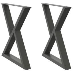 Berkfield Home Dining Table Legs 2 pcs Anthracite 70x(72-73.3) cm Steel in Dark Grey - thumbnail 1