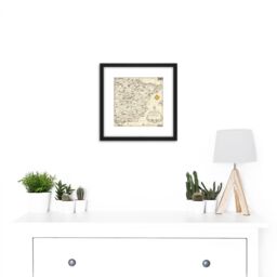 Artery8 Map Ernest Dudley Chase 1935 Spain Portugal Pictorial 8X8 Inch Square Wooden Framed Wall Art Print Picture with Mount in Black - thumbnail 2