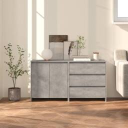 Berkfield Home Decorative 2 Piece Sideboard Concrete Grey Engineered Wood - thumbnail 2