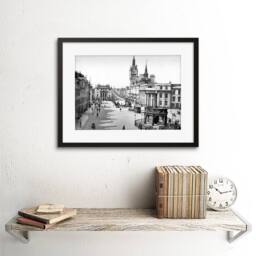 "Artery8 Aberdeen Castle Street Buildings Scotland BW Photo Framed Art Print in Grey - Size: W12"" x H16""" - thumbnail 2