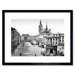 "Artery8 Aberdeen Castle Street Buildings Scotland BW Photo Framed Art Print in Grey - Size: W12"" x H16""" - thumbnail 1