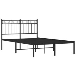 Berkfield Home Metal Bed Frame with Headboard Black 120x200 cm - Size: Small Double - thumbnail 4