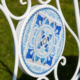 SPETLEK White Mosaic Bistro Set 3 Piece Outdoor - Size: 0.6m2 - thumbnail 3
