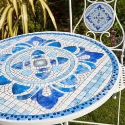 SPETLEK White Mosaic Bistro Set 3 Piece Outdoor - Size: 0.6m2 - thumbnail 4