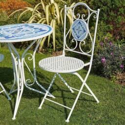 SPETLEK White Mosaic Bistro Set 3 Piece Outdoor - Size: 0.6m2 - thumbnail 5