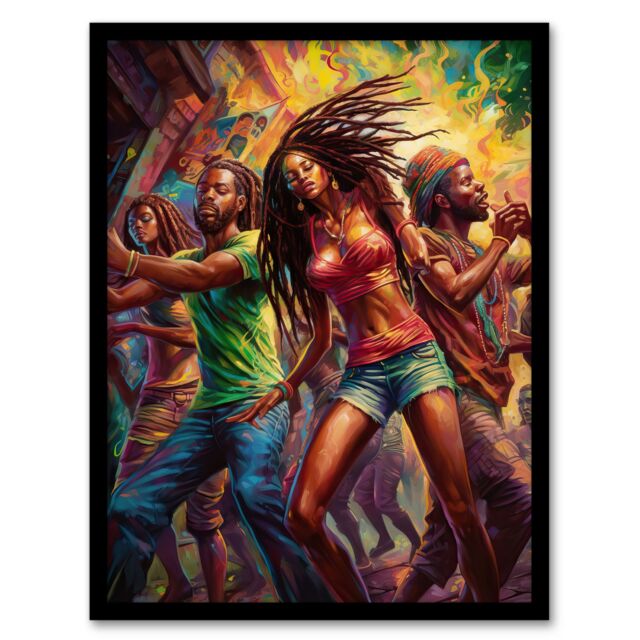 Artery8 Wall Art Print Reggaeton Urban Latin Street Dance Reggae Music Latin American Dance Hall Painting Rhythm Body Energy Theatre Arts Artwork Art - image 1