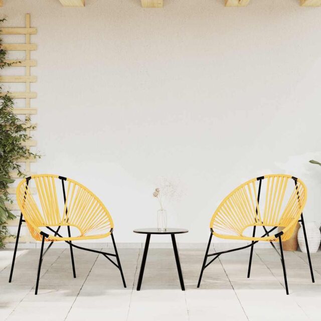 Berkfield Home Garden Chair Set 3 pcs Black & Yellow Poly Rattan - image 1