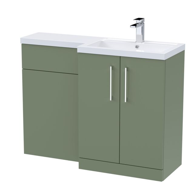 Balterley Bathroom Vanity Basin & WC Unit Right Hand Satin Green 1100mm