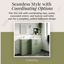 Balterley Bathroom Vanity Basin & WC Unit Right Hand Satin Green 1100mm - thumbnail 7