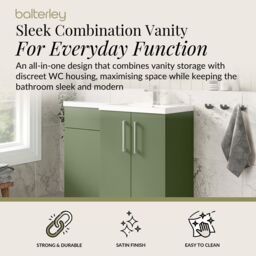 Balterley Bathroom Vanity Basin & WC Unit Right Hand Satin Green 1100mm - thumbnail 2