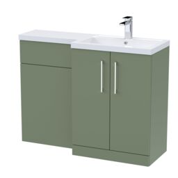 Balterley Bathroom Vanity Basin & WC Unit Right Hand Satin Green 1100mm