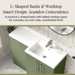 Balterley Bathroom Vanity Basin & WC Unit Right Hand Satin Green 1100mm - thumbnail 4