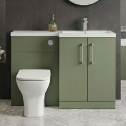 Balterley Bathroom Vanity Basin & WC Unit Right Hand Satin Green 1100mm - thumbnail 9