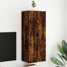 Berkfield Home TV Wall Cabinet Smoked Oak 40.5x30x102 cm Engineered Wood in Brown - thumbnail 2
