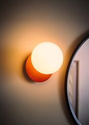 ValueLights Darla Frosted Globe IP44 Rated Bathroom Wall Light in Burnt Orange - thumbnail 2