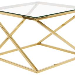 Wyld and Coco Home Gold-Tone Steel Frame Coffee Table 60 x 60 cm Square Glass Top in Gold - thumbnail 2